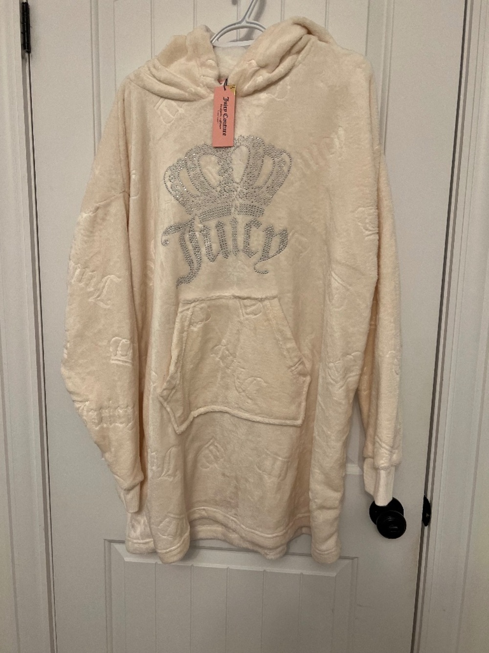 Juicy Couture Cream Rhinestone Crown Hoodie Robe